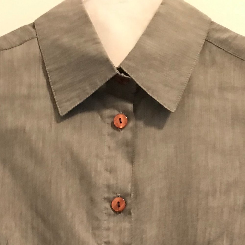 Grey button-down shirt